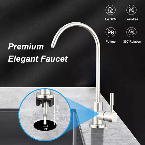 Кран для фільтра Aqualite Modern SUS1 (нержавійка) - фото