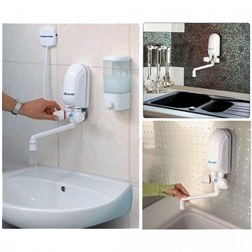 Проточный нагреватель Dafi 3,7кВт над мойкой с белым краном - фото