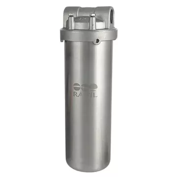 Корпус фильтра Slim 10'' HMS-10B 1/2'' из нержавеющей стали (комплект: ключ, кронштейн, саморезы) - фото