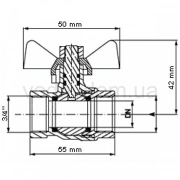 Кран кульовий Bonomi TAMIGI Ø3/4'' ВВ PN40 –10°C/+120°C ″метелик″ 76020006R - фото