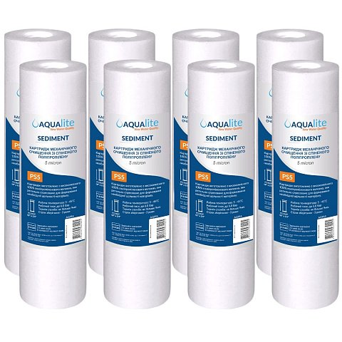 Картридж поліпропіленовий Aqualite PS5 Ø60x252мм 5mcr 45°C (очищення від механічних домішок) (упаковка 8шт) - фото