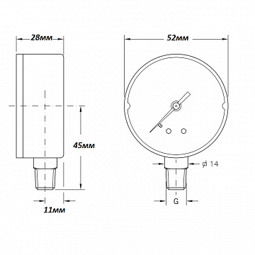 Манометр CEWAL M 50 RP Ø50 G1/4'' 10бар вертикальний (91453411) - фото