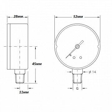 Манометр CEWAL M 50 RP Ø50 G1/4'' 10бар вертикальный (91453411) - фото
