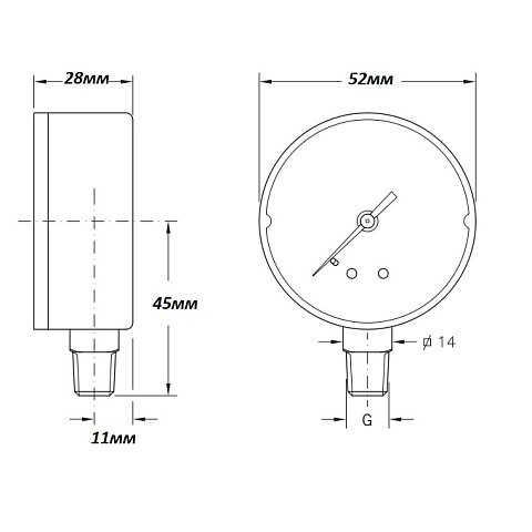 Манометр CEWAL M 50 RP Ø50 G1/4'' 10бар вертикальний (91453411) - фото