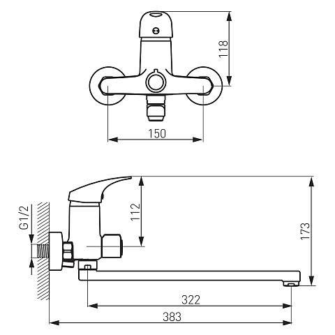 Смеситель для ванной FERRO ONE BFO5A - фото