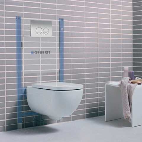 Инсталляция для подвесных унитазов Geberit Duofix с клавишей Delta 21 (458.126.00.1 + 115.125.21.1) - фото