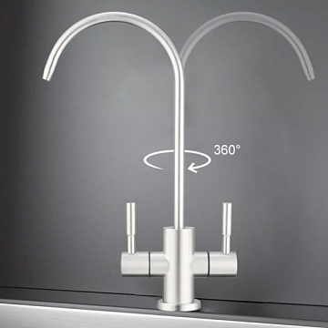 Подвійний кран для фільтра Aqualite Modern SUS2 (нержавійка) - фото