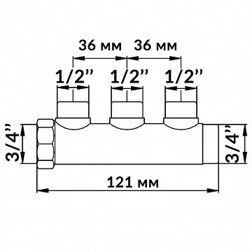 Коллектор Bianchi 203 3/4''x1/2'' с 3 выходами - фото
