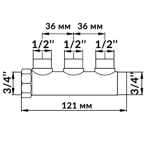 Коллектор Bianchi 203 3/4''x1/2'' с 3 выходами - фото