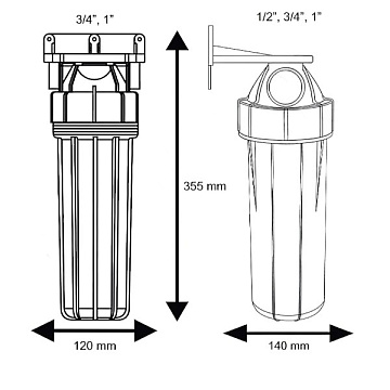 Магістральний фільтр для води Aquafilter FHPR12-B1 G1/2'' (латунь) 10'' 45°C 8bar з картриджем 5mcr - фото
