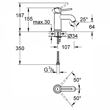 Змішувач для умивальника GROHE BauClassic 23162000 - фото