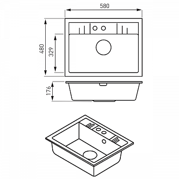 Кухонная мойка из гранита Ferro Mezzo II DRGM1/48/58SA - фото
