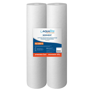 Картридж поліпропіленовий Aqualite PS5M20BB-2 Ø107x506мм 5mcr 45°C (очищення від механічних домішок) 2шт - фото