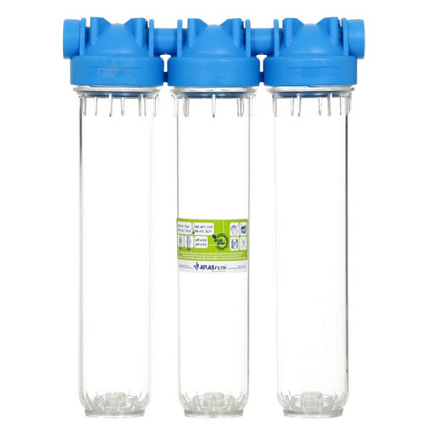 Потрійний фільтр Atlas Filtri DP TRIO TS (проз.) Ø1/2'' OT (латунь) 20'' 45° 8 bar KIT ZA1401301 - фото