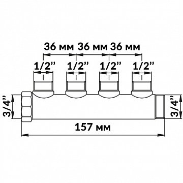 Коллектор Bianchi 204 3/4''x1/2'' с 4 выходами - фото