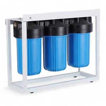 Магистральный фильтр на станине Aqualite TRIO 10BB G1'' (латунь) 45°C 8bar (с картриджами) - фото