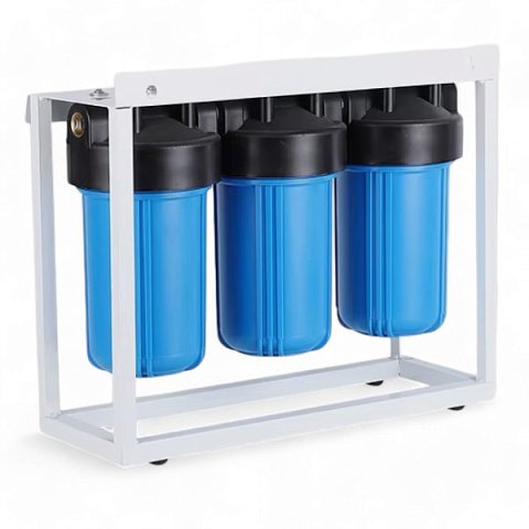 Магістральний фільтр на станині Aqualite TRIO 10BB G1'' (латунь) 45°C 8bar (з картриджами) - фото