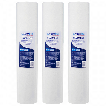 Картридж поліпропіленовий Aqualite PS20M20BB Ø107x506мм 20mcr 45°C (очищення від механічних домішок) (упаковка 3шт) - фото