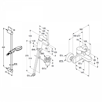 Набор смесителей для ванной Kludi Pure&Easy 3in1 376850565 - фото