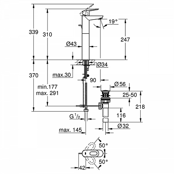 Змішувач для умивальника GROHE BauLoop 32856000 - фото