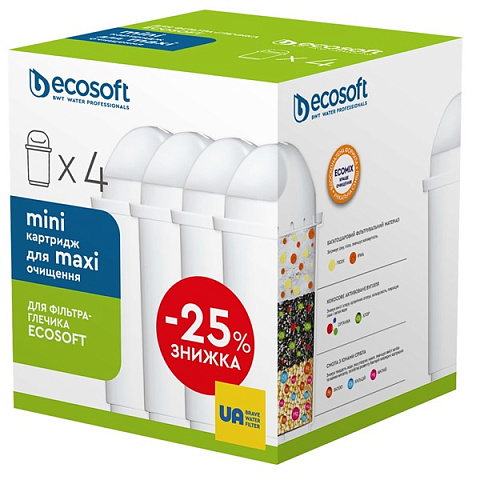Комплект улучшенных картриджей 3+1 ECOSOFT для кувшинных фильтров (CRVK4ECO) - фото