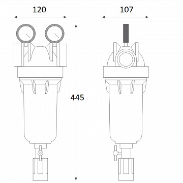 Фильтр самопромывной ATLAS FILTRI HYDRA M Ø1/2'' (латунь) c манометрами + картридж RLH 90mcr KIT RA6000110 - фото