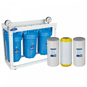 Фильтр для умягчения воды Aquafilter HHBB10B/HARD G1'' (латунь) 10BB 45°C 8bar с манометром - фото