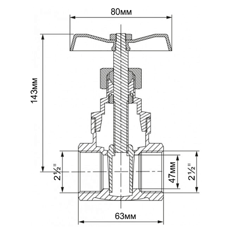 Запорный клапан (задвижка) Bonomi 2 1/2'' ВВ PN10 +80°C 52300015 - фото