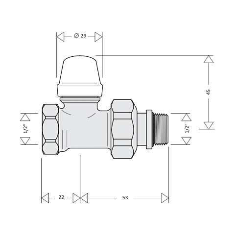 Кран радіатора відсікаючий Caleffi 432402 1/2'' прямий - фото