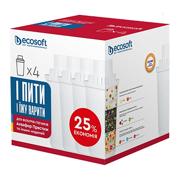 Комплект картриджів 3+1 ECOSOFT для фільтрів-глечиків Аквафор (CRVK4AQRECO) - фото