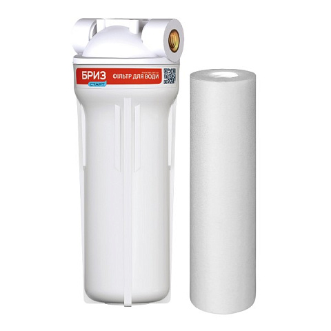 Магистральный фильтр для воды Бриз СТАРТ-Оптима G1/2'' (латунь) 10'' 45°C 8bar с картриджем 5mcr BRF0181 - фото