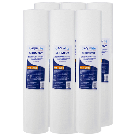 Картридж полипропиленовый Aqualite PS5M20BB Ø107x506мм 5mcr 45°C (очистка от механических примесей) (упаковка 6шт) - фото