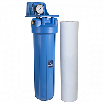 Фільтр мехінчного очищення води Aquafilter FH20B1-B-WB/PS G1'' (латунь) 10BB 45°C 8bar з манометром (картридж 5mcr) - фото
