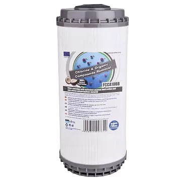 Картридж с активированным углем Aquafilter FCCA10BB Ø107x250мм 45°C (очистка от хлора и органических загрязнений) - фото