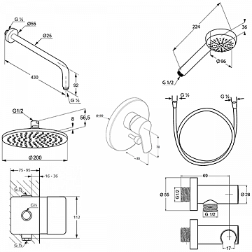 Набор смесителей для ванной Kludi Pure&Easy 7in1 376400565 - фото