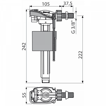 Заливной клапан Alcaplast A160 3/8'' (боковое подключение) - фото