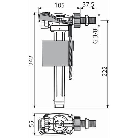 Заливной клапан Alcaplast A160 3/8'' (боковое подключение) - фото