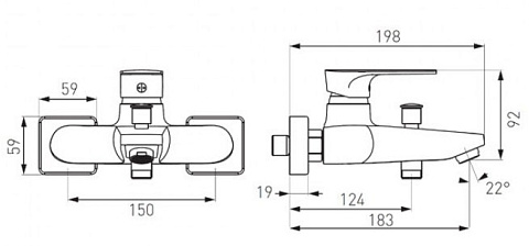 Змішувач для ванної FERRO ALGEO SQUARE BAQ1 - фото