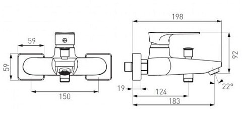 Змішувач для ванної FERRO ALGEO SQUARE BAQ1 - фото