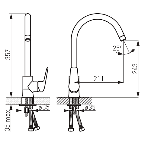 Смеситель для кухни FERRO DIJON BDJ4 (высокий излив) - фото