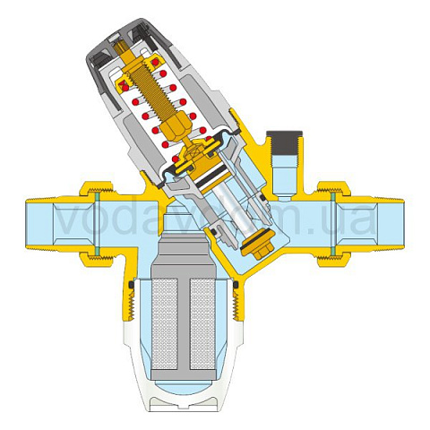 Редуктор зниження тиску Caleffi 535150 DN25 1'' 25бар 40°C з фільтром та з'єднанням для манометра - фото