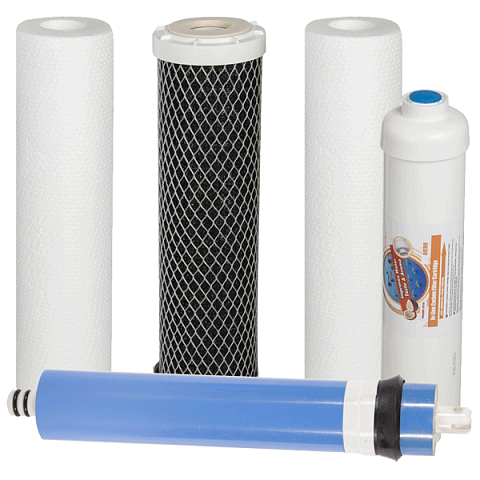 Набір картриджів Aquafilter RO5 (1-2-3-4-5) до системи зворотного осмосу - фото