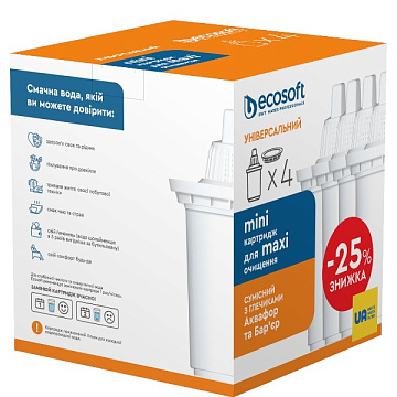 Комплект универсальных картриджей 3+1 ECOSOFT для фильтров-кувшинов CRVKAB4ECO - фото