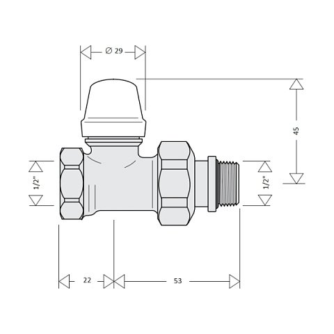 Кран радиатора отсечной Caleffi 432422 1/2'' прямой хром - фото