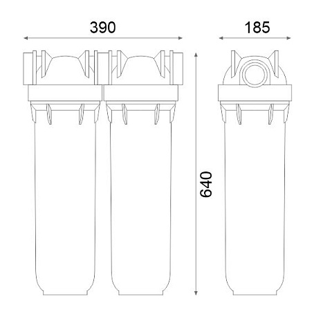 Магистральный фильтр Atlas Filtri DP BIG DUO AB (голубая) Ø11/2" IN (пластик) 20'' 45°C 8,3bar ZA1802912 (без картриджа) - фото