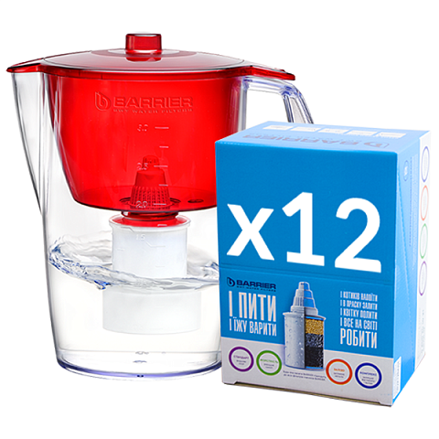 Фільтр глечик Бар'єр Лайт червоний (глечик + 13 картриджів) - фото