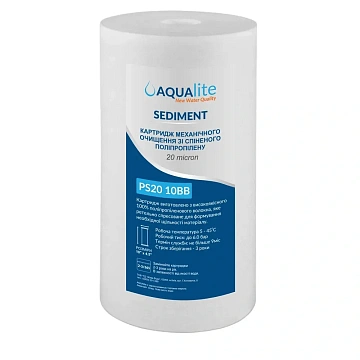 Картридж поліпропіленовий Aqualite PS20M10BB Ø108x255мм 20mcr 45°C (очищення від механічних домішок) - фото