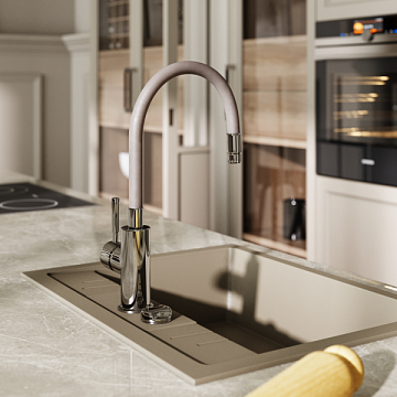 Смеситель для кухни FERRO ZUMBA BZA4P (бежевый) (гибкий излив) - фото