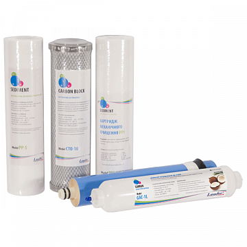 Повний набір картриджів Leader для зворотного осмосу (мембрана 75GPD) - фото