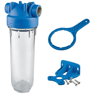 Фільтр-колба Atlas Filtri DP MONO TS (прозора)  Ø3/4'' OT (латунь) 10'' 45°C 8bar KIT RA1280601 - фото